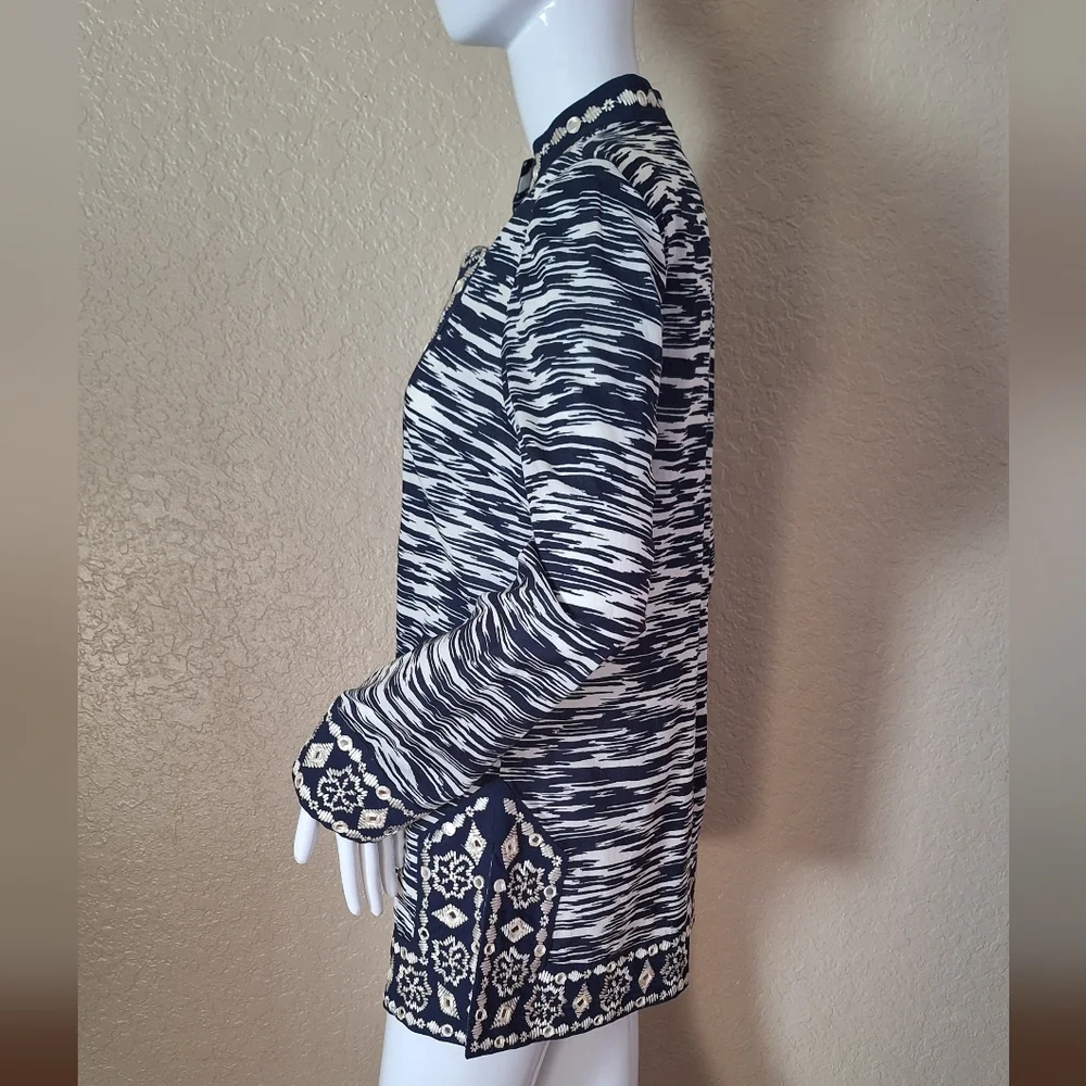 Tory Burch Tunic Dark Blue & white with Mirror details.
